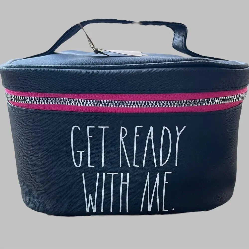 Rae Dunn Get Ready With Me Train Case Makeup Cosmetic Travel Bag NWT
